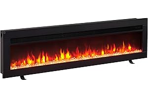 BALDERIA Agnes 50" Foyer Électrique - Foyer électrique encastré avec Chauffage 1000/2000 W, Effet Flamme 3D réaliste, Télécommande programmable, Minuterie, Thermostat - Noir