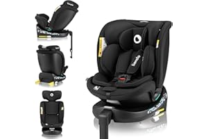 LIONELO Seggiolino Auto NAVY i-Size con ISOFIX, Girevole a 360° e Reclinabile, Bambini 40–150 cm (0–12 anni), Fronte e Retro Marcia, Piede di Supporto, Poggiatesta 11 Livelli, Ventilato e Comodo