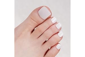 ‎DANNI & TONI DANNI & TONI Semi-Cured Gel Nail Foils (White Topaz) White Plain Shiny Gel Nail Stickers, Pedi Wraps Toenails Nail Foil Pedicure Wraps 37 Stickers