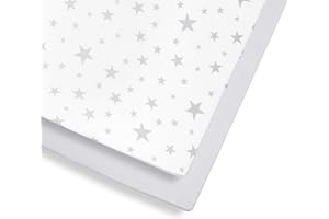 SNÜZ 2 Pack Cot & Cot Bed Fitted Sheets 140 x 70cm – Star Design – Light, Breathable & Luxurious Jersey Cotton Made To Last & Designed To Fit Cot & Cot Beds