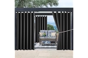 DIVA EN CAMINO DEC Outdoor Patio Curtain Waterproof Darkening Thermal Insulated Indoor Curtains for Bedroom, Porch, Living Room, Pergola, Cabana, W84 x L108, Dark Gray, Set of 2 Panels