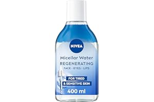 NIVEA Regenerating Serum Infused Micellar Water (400ml), Micellar Cleansing Water with Amino Acid, 5% Panthenol and Squalane, Gentle Waterproof Makeup Remover