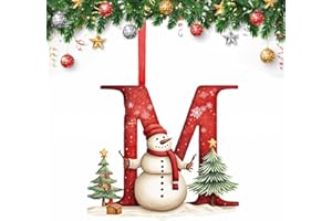 YXBWM 26 Letter Christmas Tree Decorate,Personalized Acrylic Letters Snowman Ornaments,Custom A to Z Hanging Christmas Pendant for Family Friends,for DIY Crafts Decorations, Home Party Festival Decor (M)