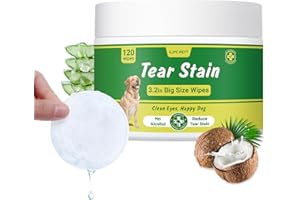 GJYC PET Large Size Dog Eye Wipes, 120 Pet Tear Stain Wipes for Dogs and Cats, Pet Eye Stain Wipes Pads, Keep Your Pet's Eyes Clean and Healthy with Our Canine Puppy Kitty Eye Stain Remover Pads Wipes