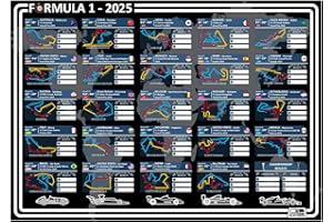 PICK A LANE Formula 1 Racing Schedule 2025 Wallchart (A2 Poster 42cm x 59.4cm) with details of all F1 races in the 2025 season calendar