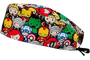 ROBIN HAT – Modèle : HATVENGERS avec Click System - Cheveux Courts Casquette de Salle d'opération avec système de Fermeture à clic - Réglable - 100% Coton (Autoclave)