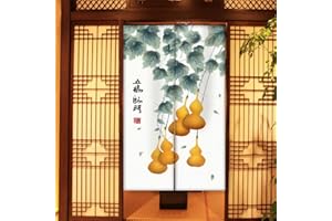 Hiseng Noren Tenda Giapponese della Porta Tappezzeria, Divisorio Stile Curtain Tapestry Cucina Ristorante Negozio Camera Doorway Corridoio Decorazione (zucca gialla,85x200cm)