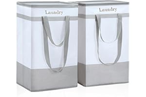 ROSOS Laundry Hamper, 100 L Collapsible Laundry Baskets, 2 Pack Laundry Basket with Extended Double Handle, Foldable Laundry Basket for Laundry Bedroom Bathroom Dorm Storage Clothes Toys, Grey