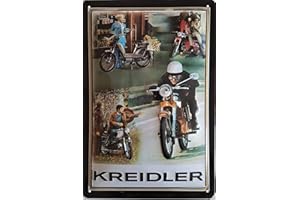 LUCKYLINDE Cartel de chapa retro de 30 x 20 cm, apto para ciclomotores Kreidler Florett, amantes de la motocicleta, taller decorativo, placa de garaje, chapa de acero en relieve