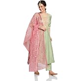 Amazon Brand - Myx Women's Embroidered Anarkali Kurta Set with Organza Dupatta (Available in Plus Sizes)