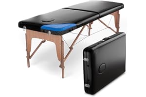 FENIXSHOP24 LETTINO MASSAGGIO IN LEGNO 2 ZONE - LETTINO MASSAGGI,LETTINO ESTETISTA FISIOTERAPIA,TATTOO,PORTATILE RICHIUDIBILE COD-05(NERO)