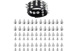 MORJCG 100Pcs Metal Spikes, Studs for Clothing, Spikes for Clothing, Studs for Leather, Leather Rivets, Rivets for Leather, Rivets for Metal, Croc Spikes for DIY, Leather, Clothing, Bags, Punk, Necklace