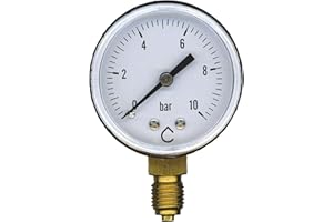 SOMATHERM FOR YOU, Manomètre 8/13 Mâle 10 bar - Raccordement radial - Cadran Ø50mm - Précision classe 1,6 - Fluide non corrosif - Boîtier ABS anti-choc - Verre plexiglas