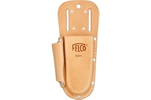 FELCO 910+ fondina in pelle per forbici e pietra affilatrice, fissaggio clip o passante, accessorio durevole 120 g, modello universale compatibile FELCO