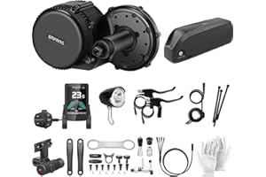 Bafang Mittelmotor 250W/350W/500W/750W/1000W mit 13/15/20/22,4 Ah Akku, eBike Umrüstsatz with eBike Display, Geschwindigkeitssensor, Gashebel, Kurbelarm und Bremsen
