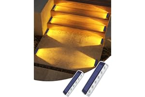 DetarZinLED Solar Lights Outdoor Garden, 2-Pack Waterproof Decking Lights Warm White, 1000mAh Battery & 8-10H Auto Lighting Solar Step Light for Stairs Dock Patio Path Driveway