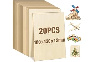 ‎SUOFUOLEF Suofuolef 20 Stück Unvollendete Holzplatte, 100 x 150 x 1.5 mm Sperrholzplatten zum Basteln zum Laserschneiden und Gravieren für Heimwerkerprojekte, Zeichnen, Architekturmodelle