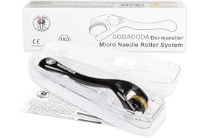 ‎SODACODA Sodacoda Derma-Roller - 180 Mikro-Nadeln aus Titan - Gegen Akne Narben - Stimuliert Durchblutung Collagen Elastin, Nadellänge: 0.75mm