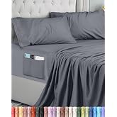 Utopia Bedding Sheet Set 4 Pieces, Grey, 150 x 200 cm | Fitted Sheet with Pockets, Flat Sheet and 2 Embroidered Pillowcases 5