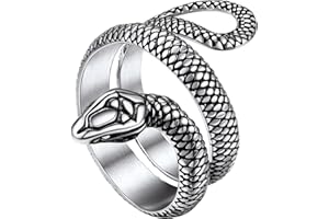 Richsteel Cola de Serpiente Anillos Ajustables Puede Poner Nombre, Tamaños 14.5-32.5 Anillos Vintage para Hombres Mujeres