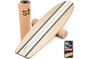 STAASH® PRO Balance Board - Kit Completo 4in1 con Rullo e Tappetino + Videos- Tavoletta propriocettiva per Fitness, Yoga e Riabilitazione