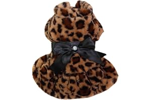 Bodhi2000 - Vestiti per animali domestici, cappottino per cuccioli, vestiti per cani e gatti con stampa leopardata, super morbido, caldo e caldo, per l'inverno, taglia S, colore: Marrone leopardo