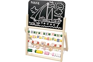 SEPERCASA lavagna in legno scuola per bambini con cavalletto pittore gessetti con pallottoliere con abaco numeri lettere e oggetti