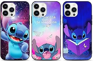 nurkorki [3 Confezioni Stitch Cover per iPhone 15 Plus 6,7", Cartoni Kawaii Anime con Disegni Custodia Per iPhone 15 Plus Cover Donna Antiurto Morbido Silicone Case
