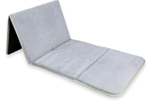 HOME DWELL Foldable Prayer Mat with 115° Reclining Backrest – Ergonomic Janamaz with Knee Cushion & Carry Bag – Islamic Back Support Mat for Comfortable Prayers – Grey