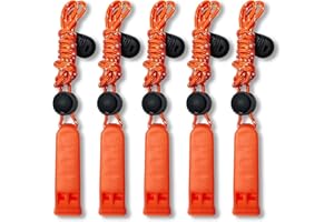 Lorsum Emergency Whistle, 120db Safety Whistle Survival Shrill Loud for Camping Hiking Hunting Boating Fishing Life Vest Jacket Rescue Signaling Kids Lifeguard 5 Pack