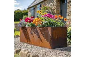 Tulipy 100cm/75cm Corten Steel Trough Planter | Pre Rusted | Flatpacked | Easy To Assemble | No Fixings Needed (L100cm x W40cm x H40cm)