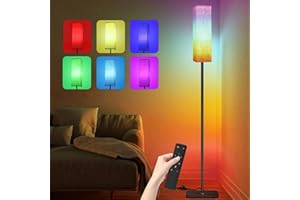CRLL RGB Lampada da Terra Salotto, Piantana con Telecomando & Controllo a Pedale, 3 Colori & 6 Modalità RGB Dimmerabile Lampada con Paralume, Lampada da Terra per Camera da Letto, Soggiorno, Ufficio