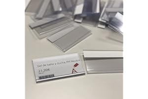 Abarnom 100 Unidades de Porta Etiquetas Transparentes Autoadhesivas de 39mm de Alto 70mm de Largo. Portaprecios Adhesivos Individuales de 70mm, Porta precios Tienda, Portaprecios Estanteria