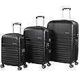Eminent Hard Luggage Makrolon Polycarbonate Super Lightweight Anti Scratch Hard Case 4 Quiet Double Wheels TSA Lock KF91 (Set of 3, Black)