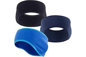 JEEZAO 3 Stück Fleece Stirnband,Ohrenschutz,Winddichtes Kälteschutz Elastisch Stirnbänder de Fahrt,Joggen,Wandern für Damen Herren