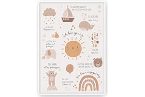 HappyArts® | Kinderzimmer Bild A4 Affirmationen Poster Deko Mädchen Junge Babyzimmer | Affirmationsposter Affirmationen Selbstliebe Achtsamkeit OHNE RAHMEN