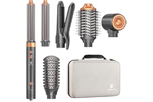 WEBEAUTY [Doble Voltaje] Cepillo secador de pelo & Air Styler 7 en 1, Secado rápido, con Cepillo Secador, Rizador Auto, Plancha Pelo Aire, Cepillo Pelo Rizado, 500 Millones Iones Negativos, para peinados múlt