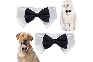 XNIVUIS Lot de 2 colliers de smoking pour animal de compagnie, nœud papillon pour chien et chat, nœud papillon ormal réglable pour petit garçon, animaux domestiques, mariage, anniversaire, Pâques