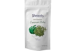 SHROOTS Dehydrated Capsicum (Bell Pepper) Flakes Pure Vegetarian No Added Salt Easy Cooking Essential Machine Dried Vegetables with Aroma Perfect for Camping or Everyday Meals 1.59 oz, 1 Pack