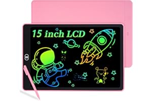 KidsPark LCD Schreibtablett 15 Zoll Buntes Grafik-Zeichentablett für Kinder, Tragbares Löschbares Zeichenbrett Lernspielzeug für Jungen Mädchen, Rosa
