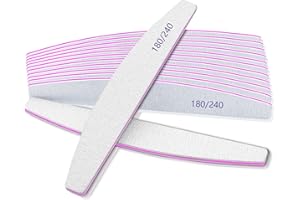 SELISTAMM Lima de uñas Limas de uñas, limas de uñas de grano 180/240 para uñas naturales, 12 piezas de lima de uñas profesional para uñas, lima de uñas de tablero de esmeril de doble cara para salón de uñas