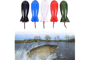 Mihauuke Pack of 5 Carp Fishing Tackle, Rocket Shaped Container for Carp, Spod Bombs, Float Bait Bait Holder Container, Spomb Pellet Feeder