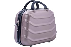 R.Leone Valigia da 1 Fino a Set 4 Trolley Rigido grande, medio, bagaglio a mano e beauty case 8 ruote in ABS 2026 (Rose Gold, XS Beauty case)