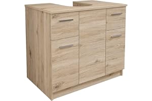 Mama Store Base cubrecolumnas para Debajo del Lavabo ERA113QUNA Mueble para Columna con 2 Puertas y 2 cajones de Roble Natural, Madera de ingeniería, L