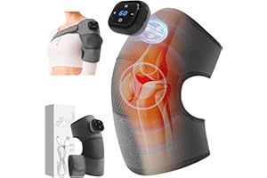 hzuisst Massage Genoux, 3 in 1 Genouillère Chauffante Sans Fil pour Épaule Coude Genou, Genouillere Ligamentaire Genou avec 5 Niveaux de Chaleur et 3 Modes de Vibration pour l'arthrite Tension
