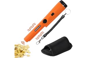 Piymnys Metal Detector Pinpointer, Metal Detectors for Adults Kids, Waterproof and 360°Detection Handheld Metal Detecting Accessories with LED and Holster, Gold Panning Kit with 9V Battery
