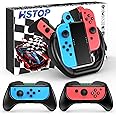 HSTOP Grip for Nintendo Switch/Switch OLED Joy-Con,3 in1 Switch Controller Racing Wheels Handle Case Accessories for Nintendo Switch/Switch OLED Joy Con,Black