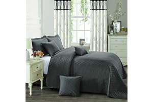 Householdfurnishing 3 piece Quilted Bedspread Comforter with Oxford Standard Pillow Shams (INS/Grey, Double)