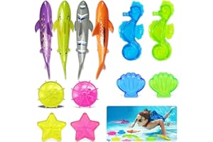 BGTLJKD Jouets de Plongée, 12 Pièces Jeux Piscine Enfant Jouet de Natation pour Piscine Inclure Anneaux de Plongée Torpedo de Plongée, Jouet sous Eau été Jeux pour Adultes Enfants L'entraînement Sous-Marin