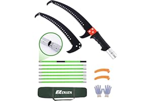 Ezcasch 8m Scie à Élaguer Télescopique avec Lames en Acier Alliées, Scie d'Élagage, Scie à Perche Extensible avec Sac de Transport pour coupe à grande hauteur, branches hautes